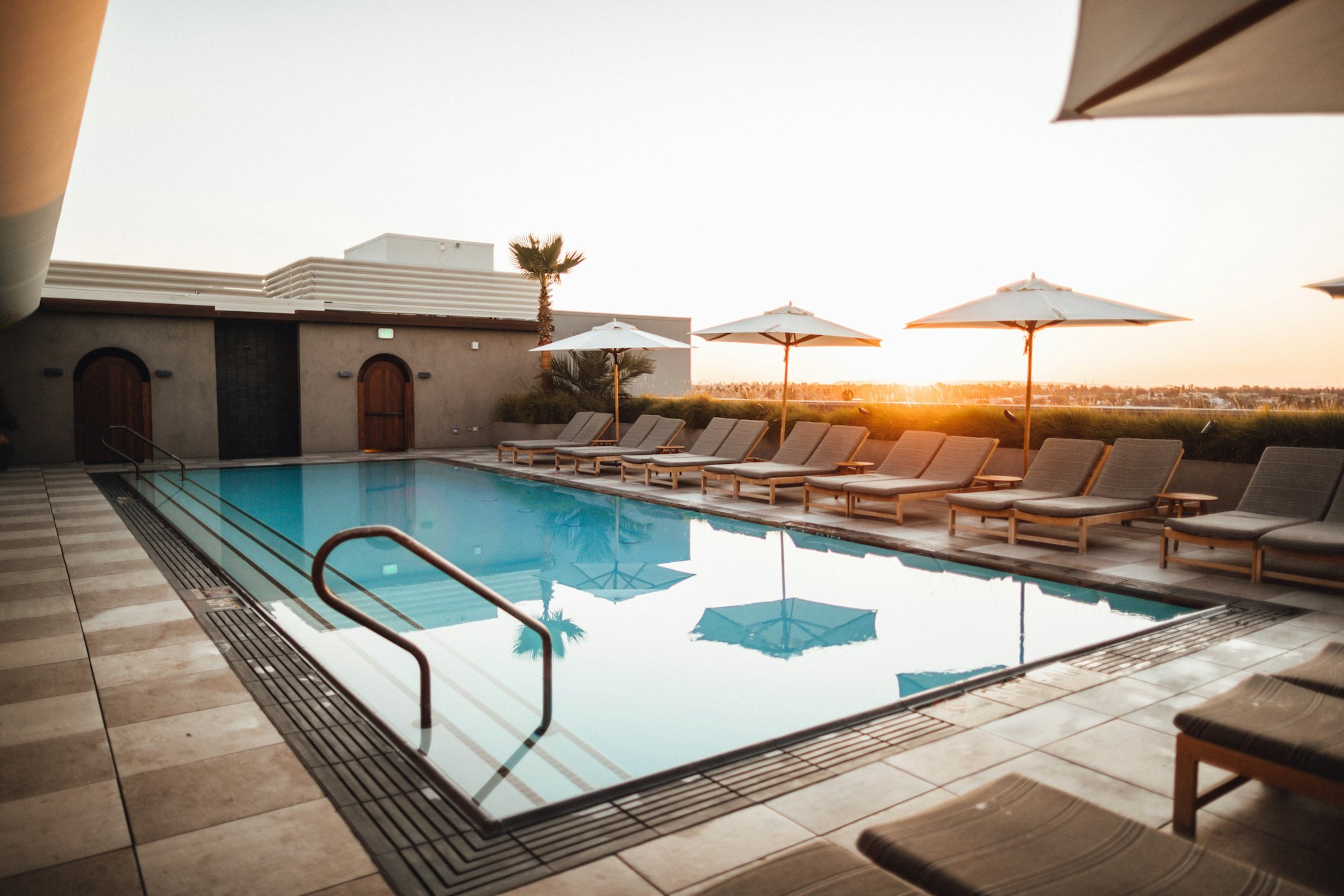 A Houston pool at golden hour